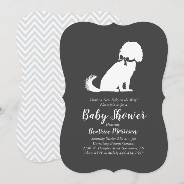Cavalier Kung Charles Spain Hund Baby Shower Inbjudningar (Fram/baksida)