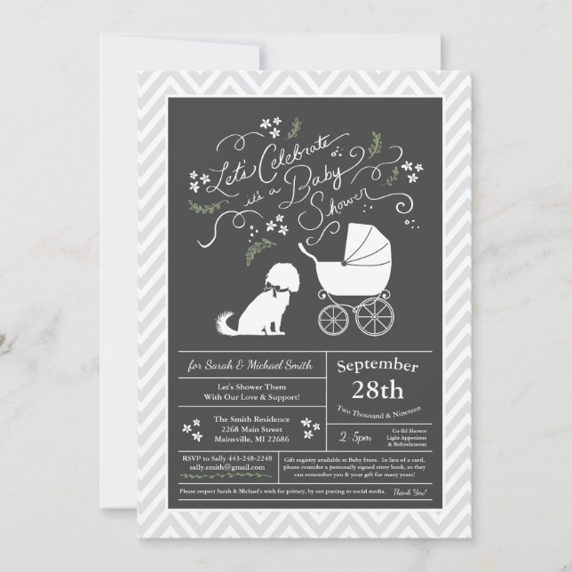 Cavalier Kung Charles Spain Hund Baby Shower Inbjudningar (Framsida)