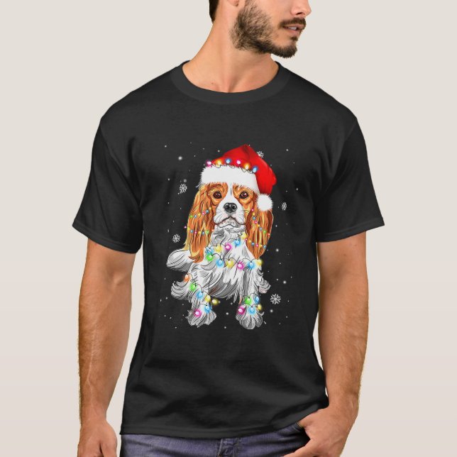 Cavalier Kung Charles Spain Hund Funny jul T Shirt (Framsida)
