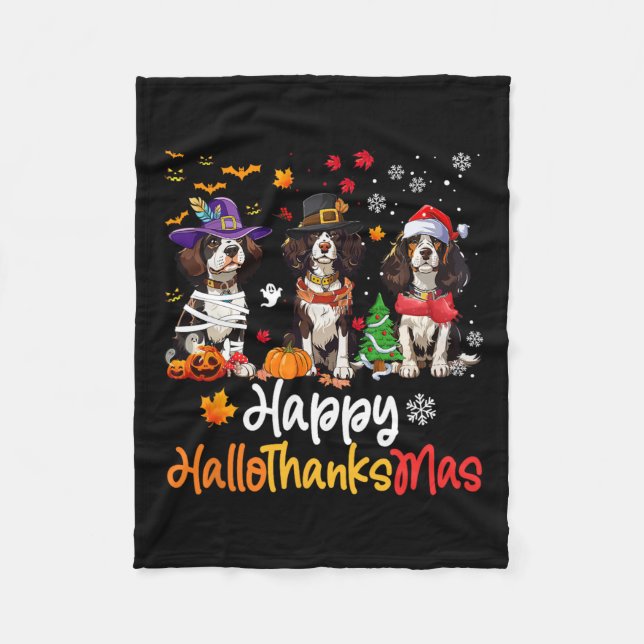 Cavalier Kung Charles Spain Hund Halloween Kristus Fleecefilt (Framsidan)