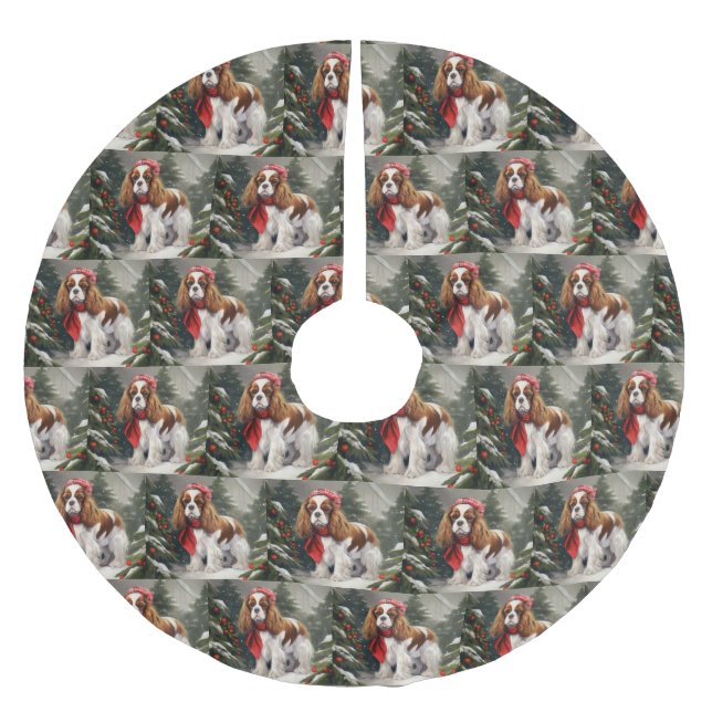 Cavalier Kung Charles Spain Hund jul Julgransmatta Borstad Polyester (Framsidan)