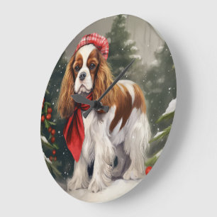 Cavalier Kung Charles Spain Hund jul Stor Klocka