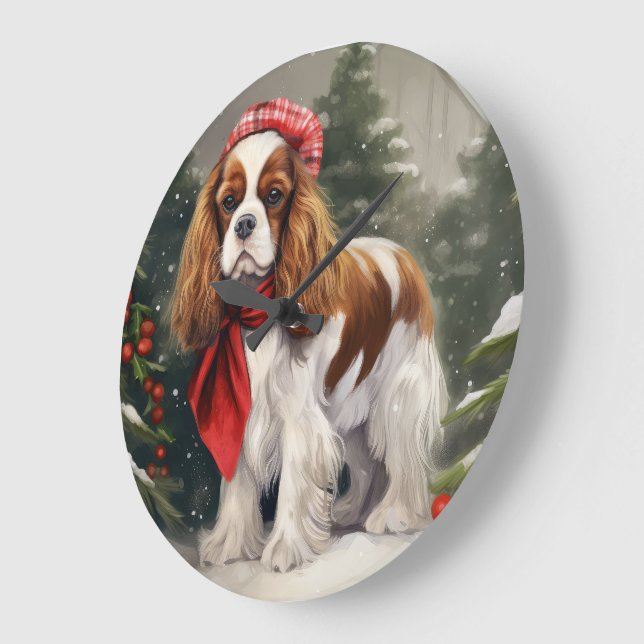 Cavalier Kung Charles Spain Hund jul Stor Klocka (Vinkel)