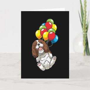 Cavalier Kung Charles Spain Hund med Ballons Kort
