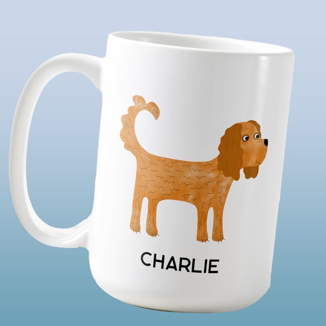 Cavalier Kung Charles Spain Hund Personlig Kaffemugg (Ruby King Charles Cavalier Spaniel coffee mug with personalized custom name)