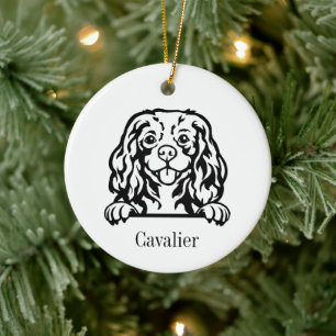 Cavalier Kung Charles Spain hund Personlig Pet Julgransprydnad Keramik