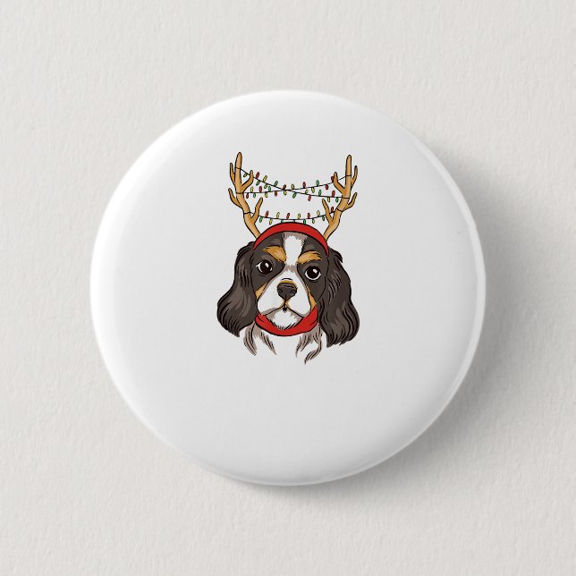 Cavalier Kung Charles Spain Hund Pet jul Knapp (Framsida)
