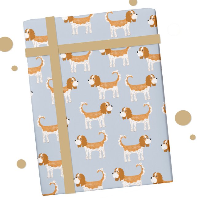 Cavalier Kung Charles Spain Hund Presentpapper (Cavalier King Charles Spaniel dog gift wrap paper roll)