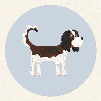 Cavalier Kung Charles Spain Hund Runt Klistermärke