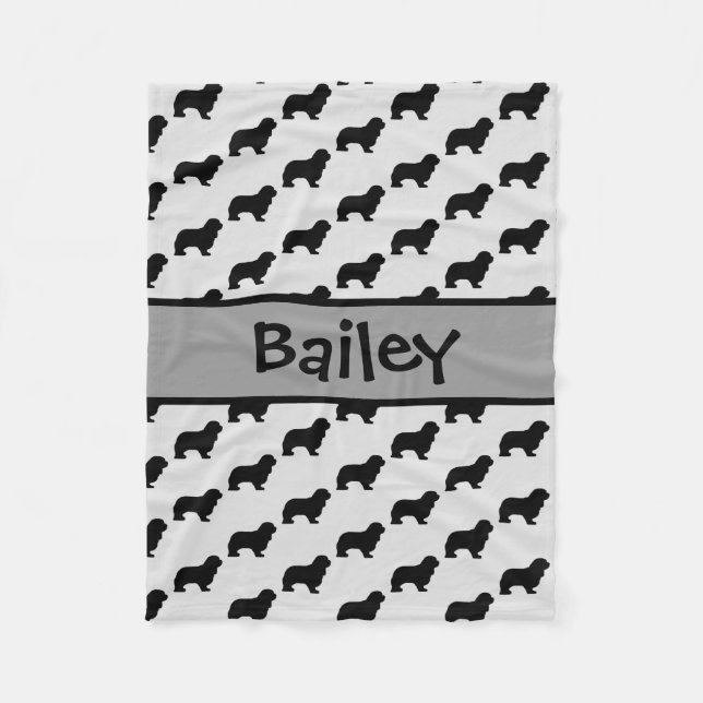 Cavalier Kung Charles Spain Hund Silhouette Fleecefilt (Framsidan)