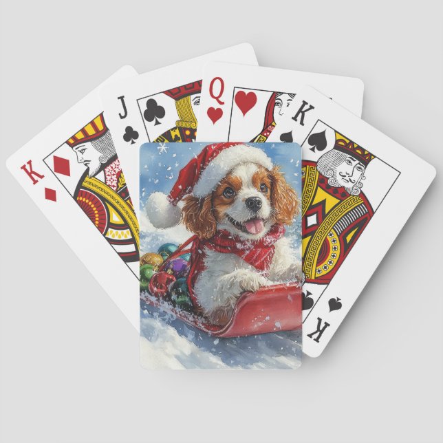 Cavalier Kung Charles Spain Hund Sledge jul Casinokort (Baksidan)