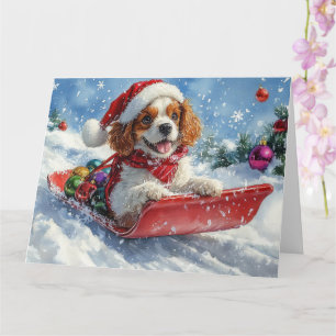 Cavalier Kung Charles Spain Hund Sledge jul Kort