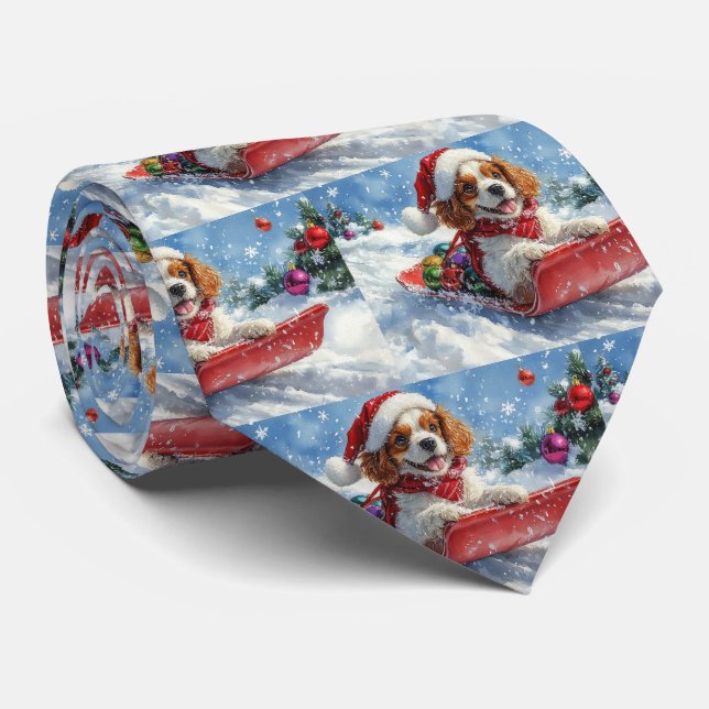 Cavalier Kung Charles Spain Hund Sledge jul Slips (Rullad)