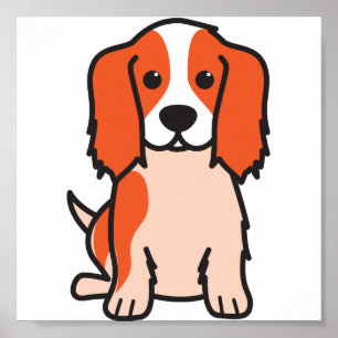 Cavalier Kung Charles Spain Hund Tecknad Poster