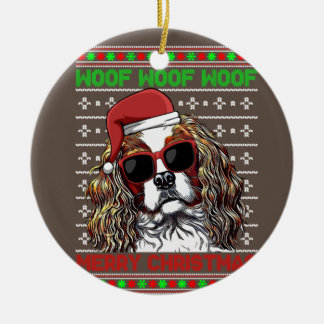 Cavalier Kung Charles Spain Hund Woof Merry Chris Julgransprydnad Keramik