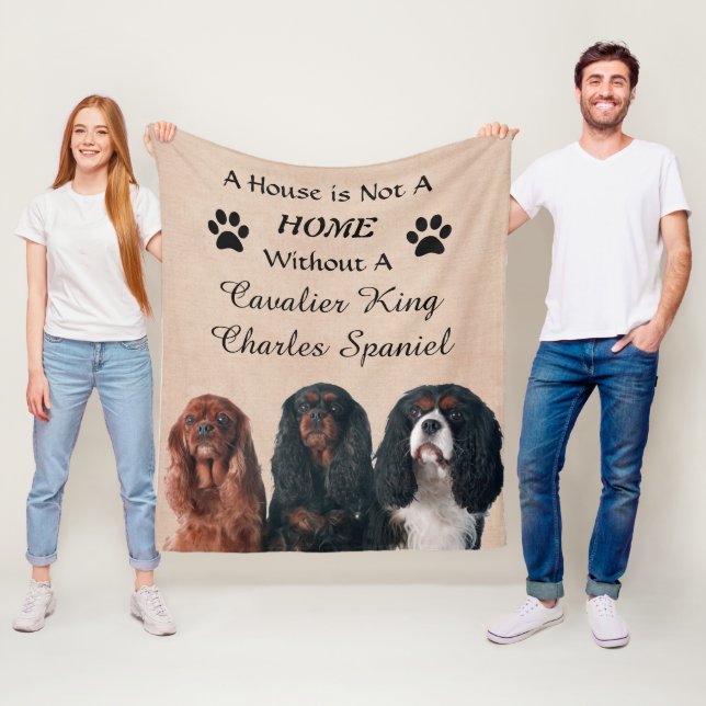 Cavalier Kung Charles Spain Hundar - House Home Fleecefilt (På plats)