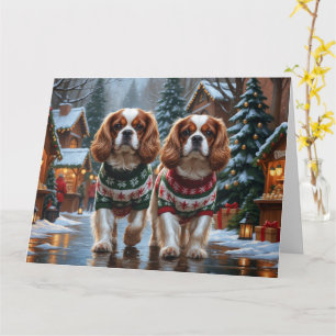 Cavalier Kung Charles Spain Hundar jul Snö Kort