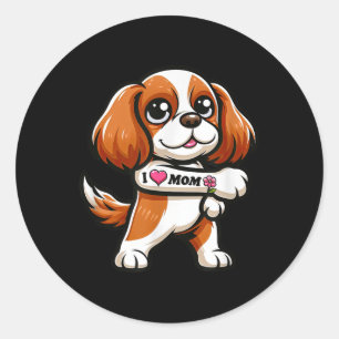 Cavalier Kung Charles Spain I Kärlek Mamma Rolig h Runt Klistermärke