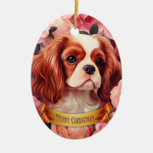 Cavalier Kung Charles Spain i Ro Julgransprydnad Keramik