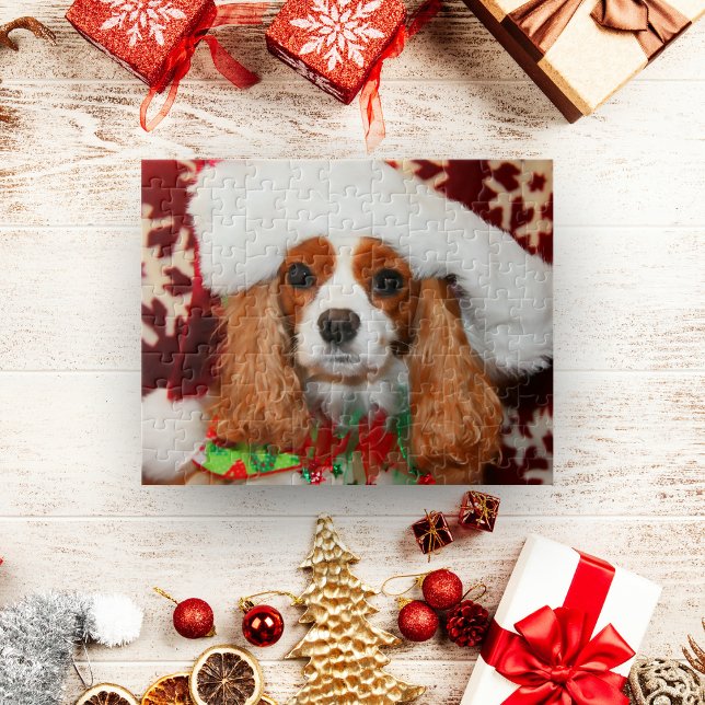 Cavalier Kung Charles Spain i Santa Hat Pussel (Skapare uppladdad)