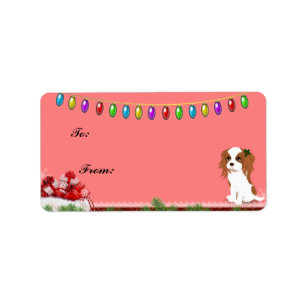Cavalier Kung Charles Spain jul Gift Märkre Adressetikett