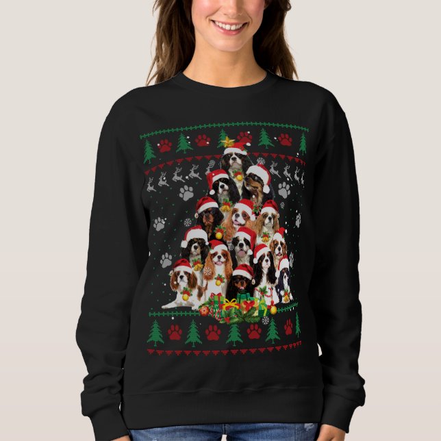 Cavalier Kung Charles Spain Julgran Ugly T Shirt (Framsida)