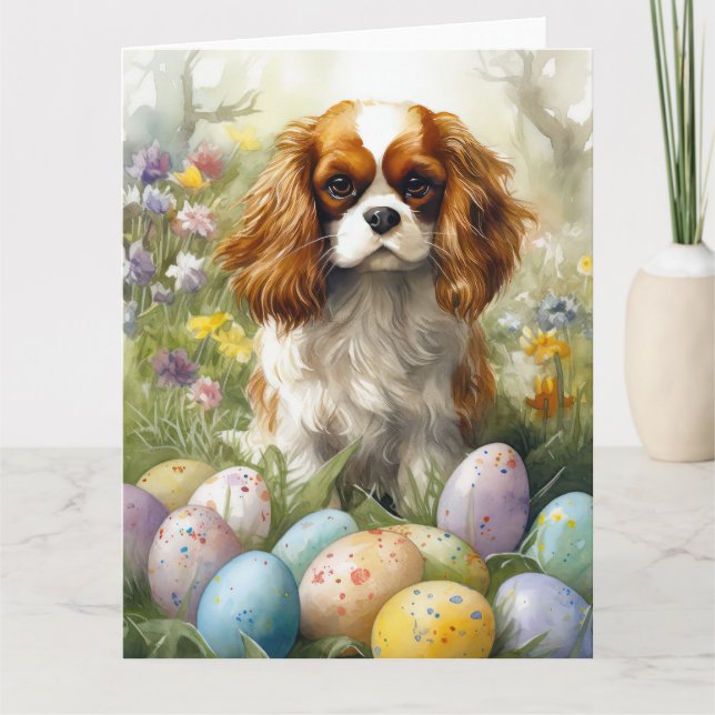 Cavalier Kung Charles Spain med Påskägg Kort (Framsida)