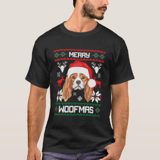 Cavalier Kung Charles Spain Merry Woofmas Julafton T Shirt