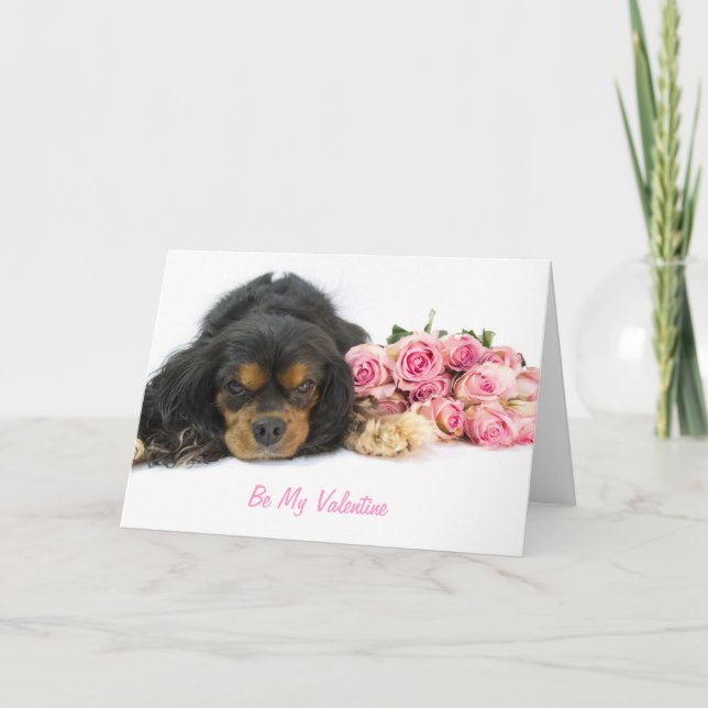 Cavalier Kung Charles Spain och Ro Valentine Helgkort (Framsida)