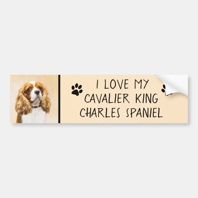 Cavalier Kung Charles Spain Original Painting Bildekal (Framsidan)