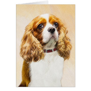 Cavalier Kung Charles Spain Original Painting Hälsningskort