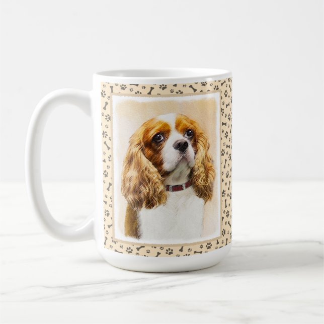 Cavalier Kung Charles Spain Original Painting Kaffemugg (Vänster)