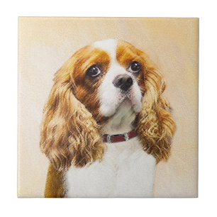 Cavalier Kung Charles Spain Original Painting Kakelplatta