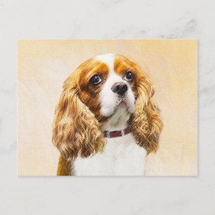 Cavalier Kung Charles Spain Original Painting Vykort