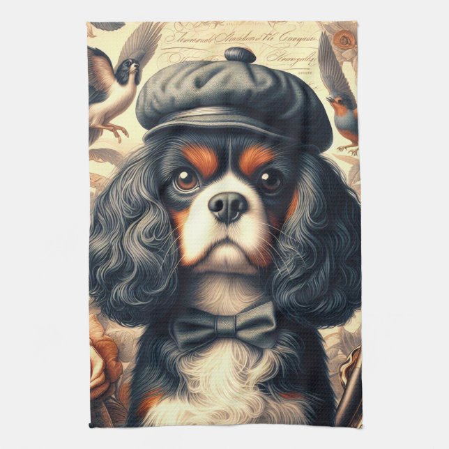 Cavalier Kung Charles Spain Painting Kökshandduk (Vertikal)