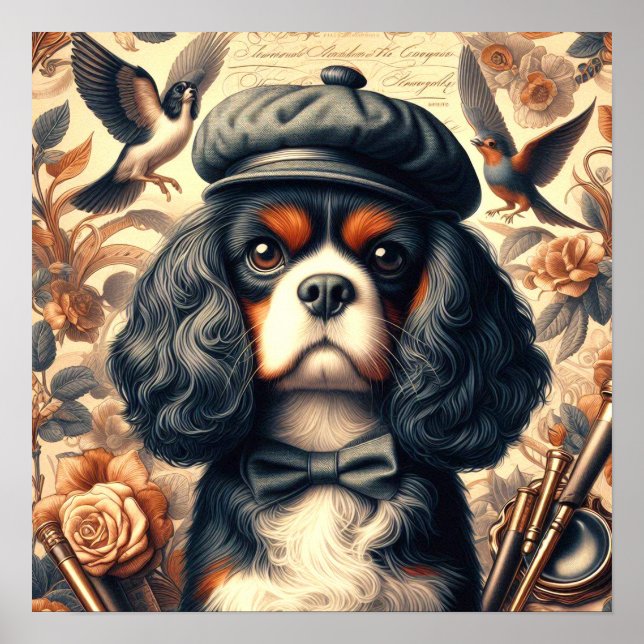 Cavalier Kung Charles Spain Painting Poster (Framsidan)