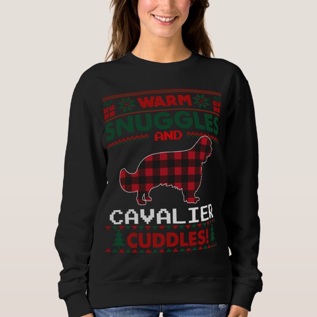 Cavalier Kung Charles Spain Pajama Ugly Christma T Shirt (Framsida)