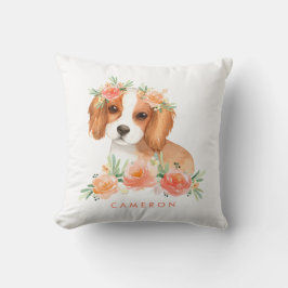 Cavalier Kung Charles Spain Peach Blommigt Nursery Kudde