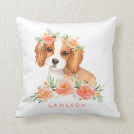 Cavalier Kung Charles Spain Peach Blommigt Nursery Kudde