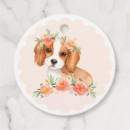 Cavalier Kung Charles Spain Peach Hund Tack Gåvor Etiketter