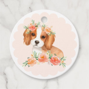 Cavalier Kung Charles Spain Peach Hund Tack Gåvor Etiketter