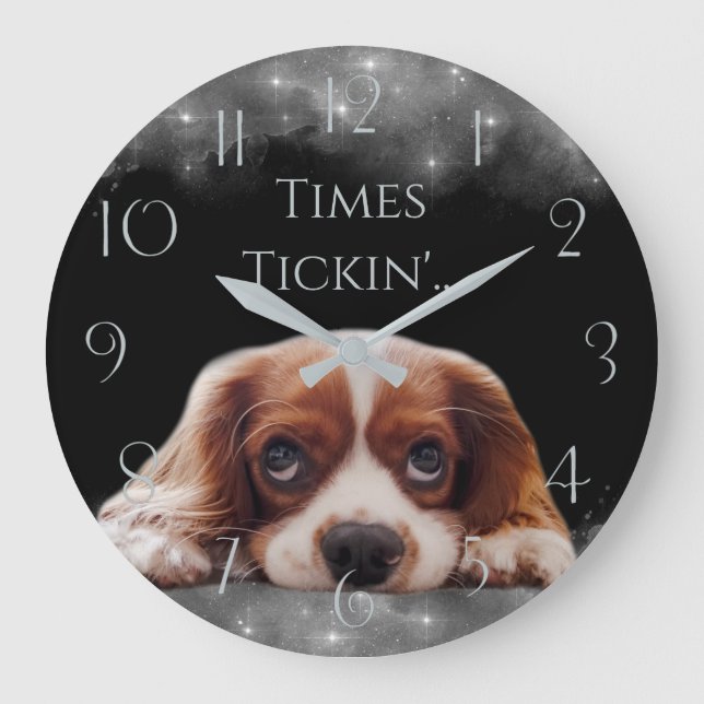 Cavalier Kung Charles Spain Personalize Stor Klocka (Framsida)