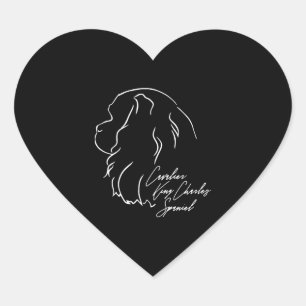 Cavalier Kung Charles Spain Profile hund mamma Hjärtformat Klistermärke