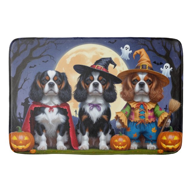 Cavalier Kung Charles Spain Pumpkin Halloween Badrumsmatta (Framsidan)