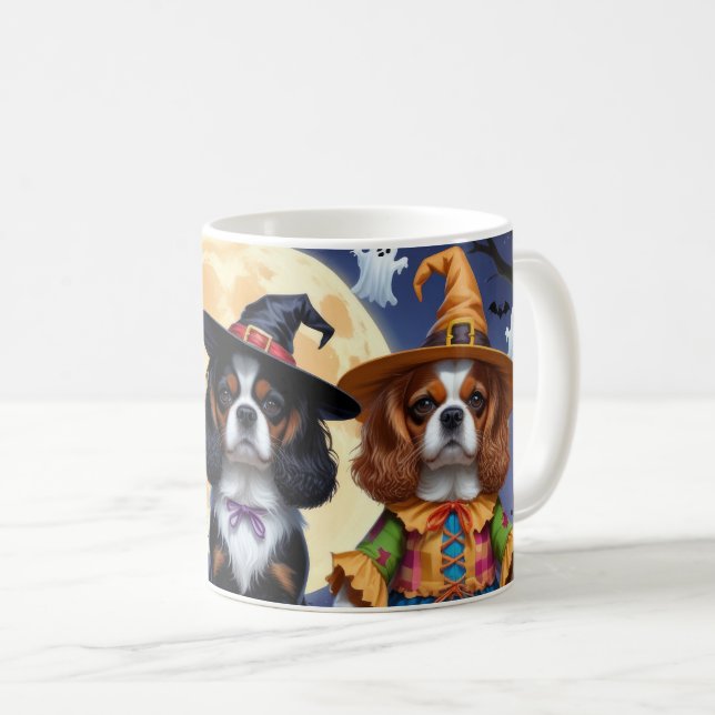 Cavalier Kung Charles Spain Pumpkin Halloween Kaffemugg (Framsida höger)