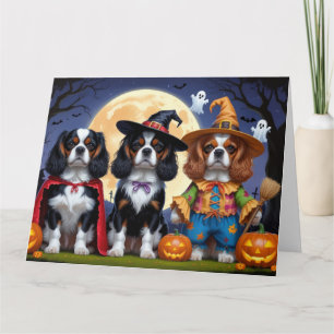 Cavalier Kung Charles Spain Pumpkin Halloween Kort