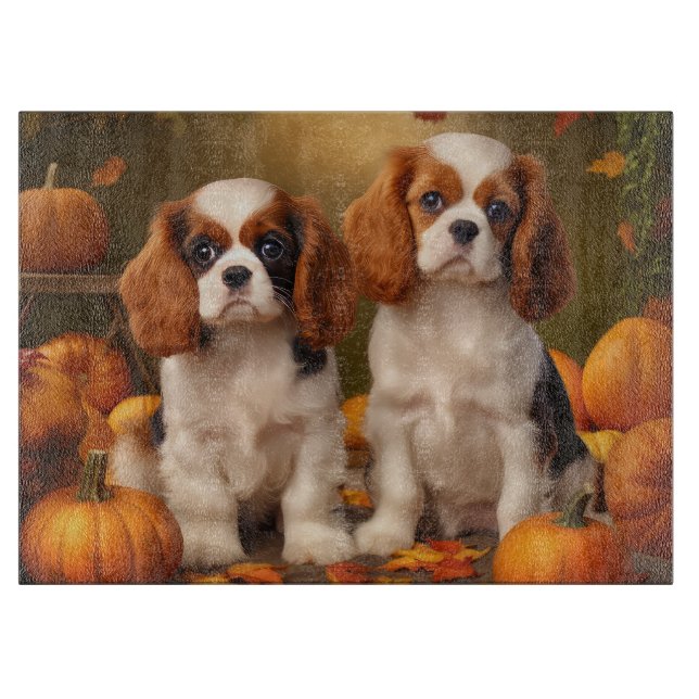 Cavalier Kung Charles Spain Puppy Autumn Pumpkin (Framsidan)