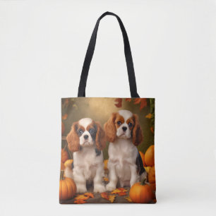 Cavalier Kung Charles Spain Puppy Autumn Pumpkin Tygkasse