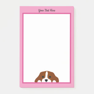 Cavalier Kung Charles Spain Puppy Hund Rosa Post-it Block