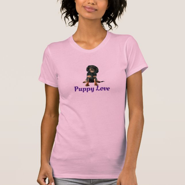 Cavalier Kung Charles Spain - Puppy Kärlek T Shirt (Framsida)